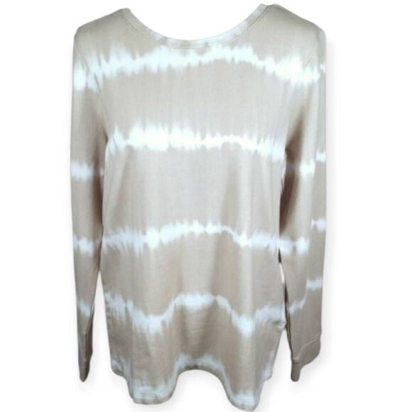 DENIM & CO. BEIGE & WHITE TIE DYE PULLOVER SZ.M EUC. - Picture 2 of 6
